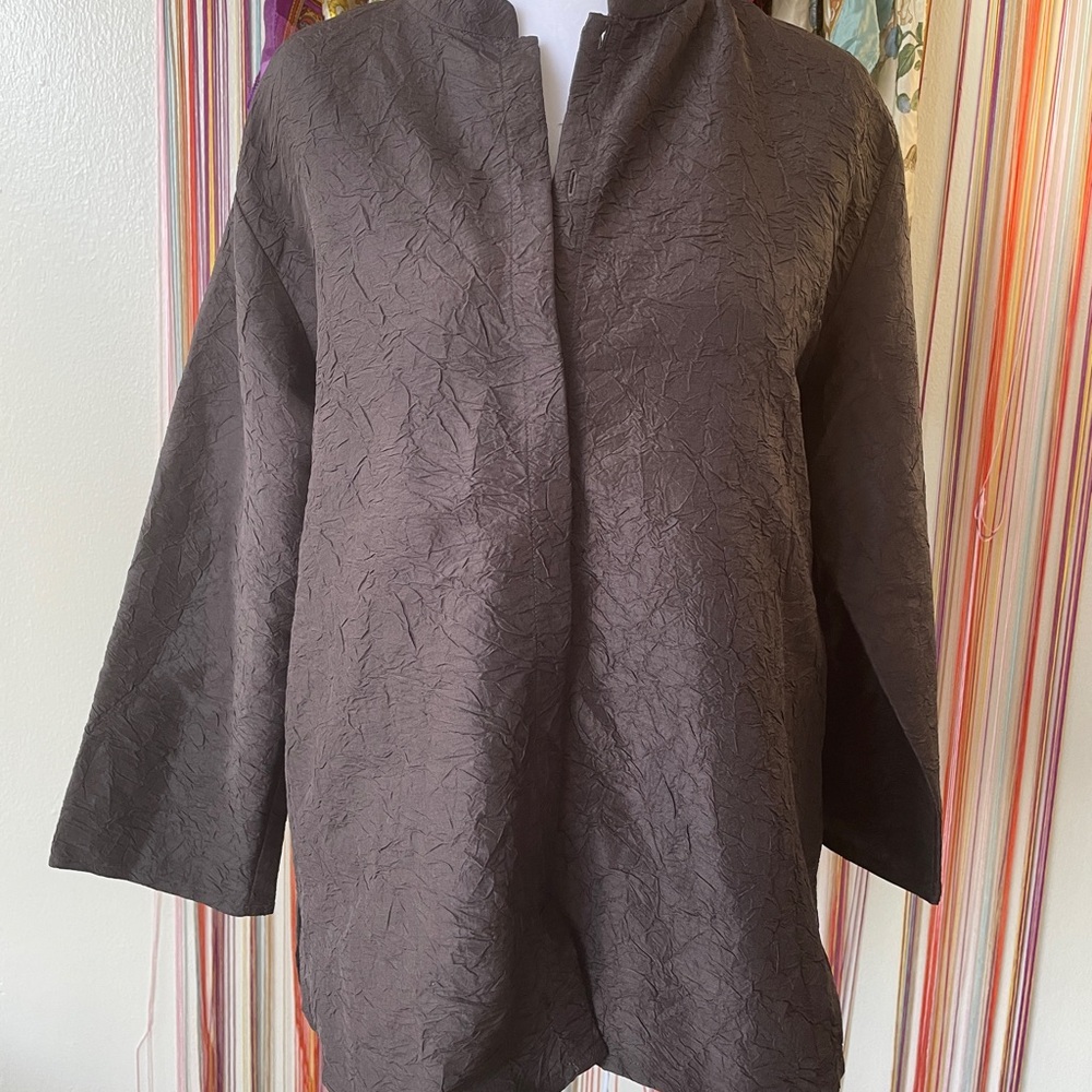 Eileen Fisher Crinkled Dark Brown Jacket